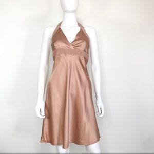 Bebe L Satin halter slip dress